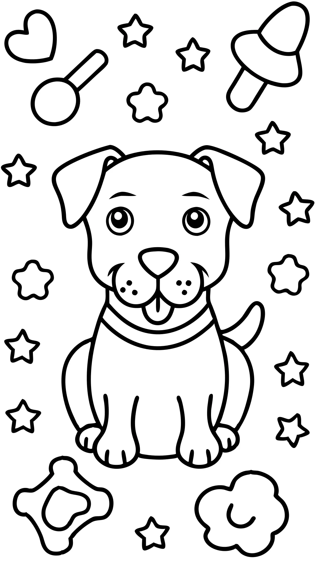 coloring page dog bone